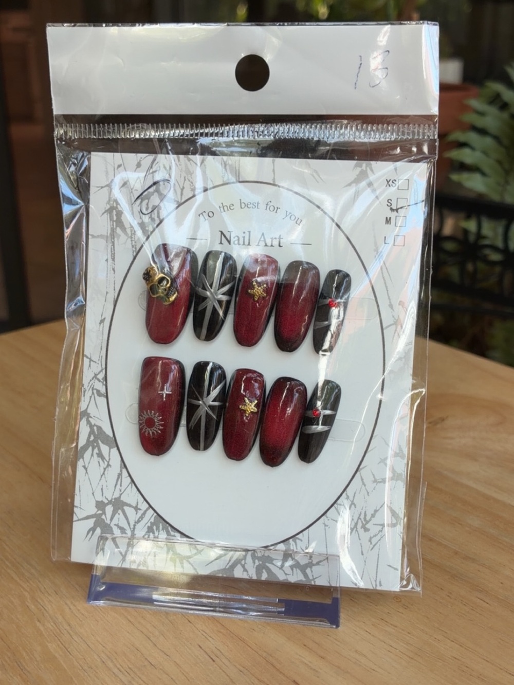 Gothic Celestial Red Cat Eye Press On Nails Size Small NWT 3D Gem Accent S - Picture 4 of 4